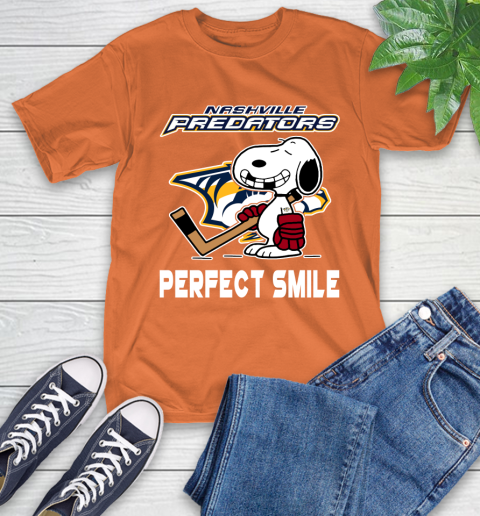 NHL Nashville Predators Snoopy Perfect Smile The Peanuts Movie Hockey T Shirt T-Shirt 4