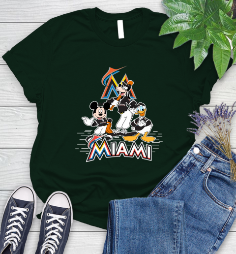 MLB Miami Marlins Mickey Mouse Donald Duck Goofy Baseball T Shirt Women's T-Shirt 6