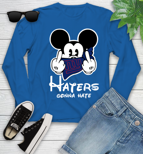 NFL New York Giants Haters Gonna Hate Mickey Mouse Disney Football T Shirt Youth Long Sleeve 10