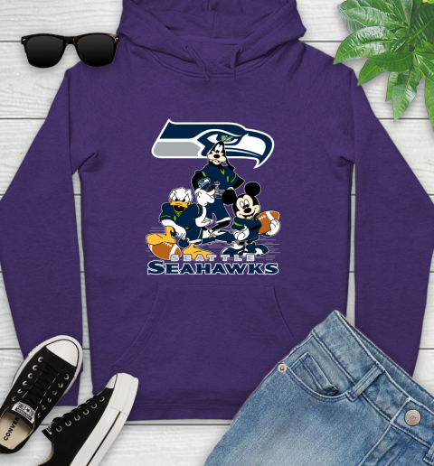 NFL Seattle Seahawks Mickey Mouse Donald Duck Goofy Football Shirt Youth Hoodie 5