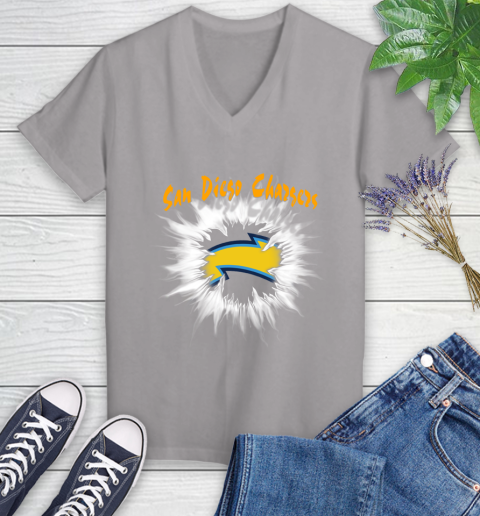 San Diego Chargers NFL Football Adoring Fan Rip Sports Women's V-Neck T-Shirt 4