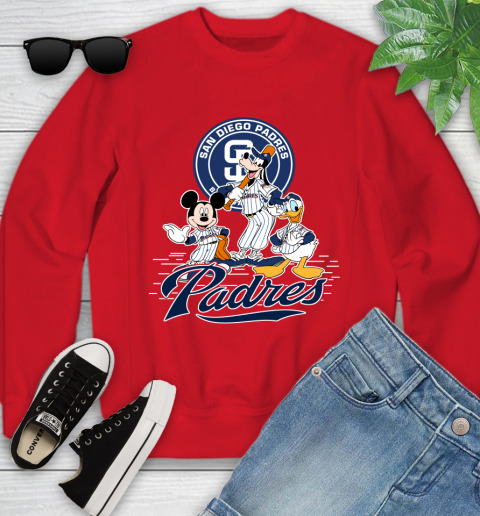MLB San Diego Padres Mickey Mouse Donald Duck Goofy Baseball T Shirt Youth Sweatshirt 8