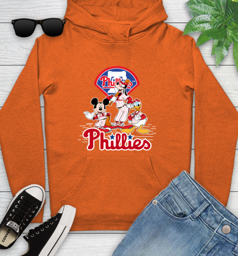 MLB Philadelphia Phillies Mickey Mouse Donald Duck Goofy Baseball T Shirt Youth Hoodie 4