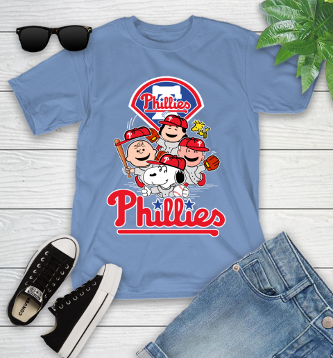 MLB Philadelphia Phillies Snoopy Charlie Brown Woodstock The Peanuts Movie Baseball T Shirt_000 Youth T-Shirt 15