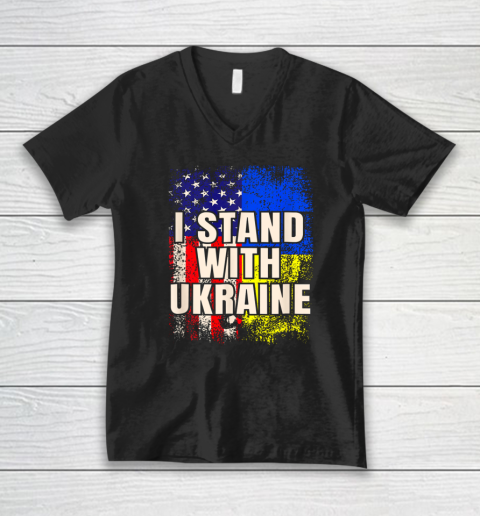 Ukraine Shirt Support Ukraine I Stand With Ukraine Ukrainian Flag Shirt V-Neck T-Shirt