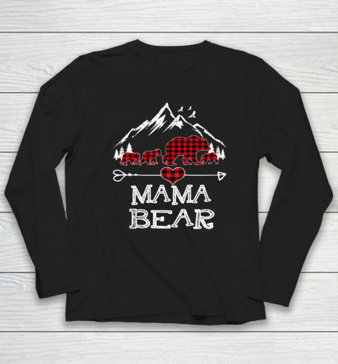 Mama Bear Shirt Red Buffalo Plaid Mama Bear Pajama Long Sleeve T-Shirt