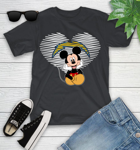 NFL Los Angeles Chargers The Heart Mickey Mouse Disney Football T Shirt_000 Youth T-Shirt