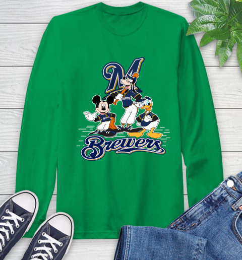 MLB Milwaukee Brewers Mickey Mouse Donald Duck Goofy Baseball T Shirt Long Sleeve T-Shirt 8