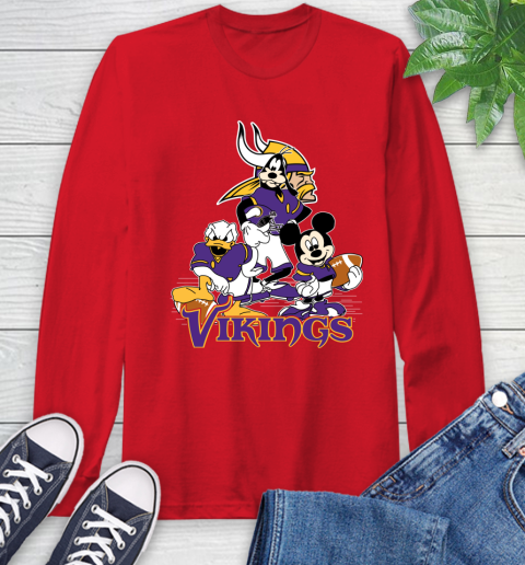 NFL Minnesota Vikings Mickey Mouse Donald Duck Goofy Football Shirt Long Sleeve T-Shirt 11