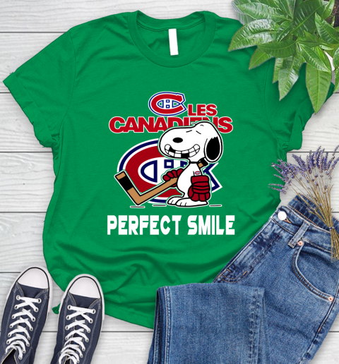 NHL Montreal Canadiens Snoopy Perfect Smile The Peanuts Movie Hockey T Shirt Women's T-Shirt 9