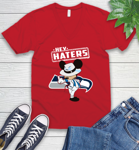 NFL Hey Haters Mickey Football Sports Seattle Seahawks V-Neck T-Shirt 6