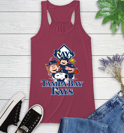 MLB Tampa Bay Rays Snoopy Charlie Brown Woodstock The Peanuts Movie Baseball T Shirt Racerback Tank 7