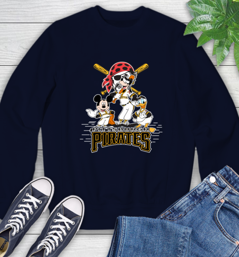 Pittsburgh Pirates Mickey Donald And Goofy Baseball Youth Hoodie 