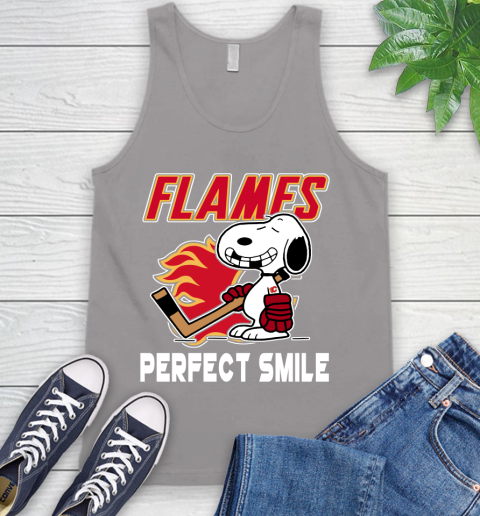 NHL Calgary Flames Snoopy Perfect Smile The Peanuts Movie Hockey T Shirt Tank Top 3
