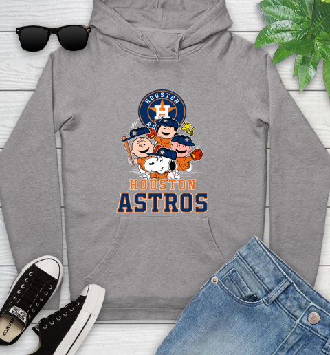 MLB Houston Astros Snoopy Charlie Brown Woodstock The Peanuts Movie Baseball T Shirt Youth Hoodie 6