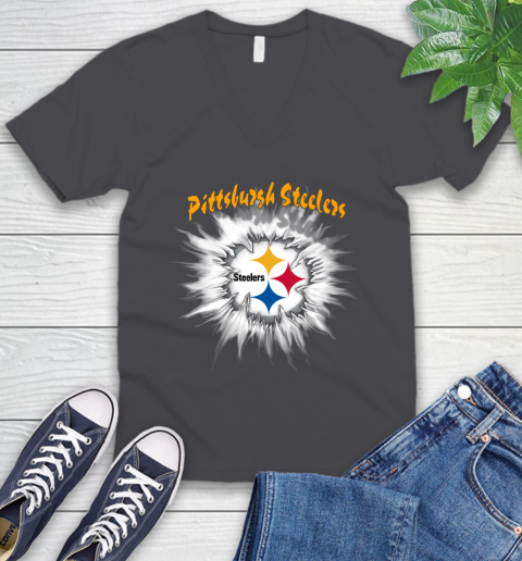Pittsburgh Steelers NFL Football Adoring Fan Rip Sports V-Neck T-Shirt 4