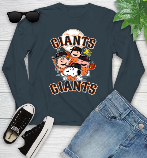MLB San Francisco Giants Snoopy Charlie Brown Woodstock The Peanuts Movie Baseball T Shirt_000 Youth Long Sleeve 9