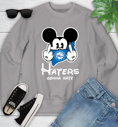 NBA Philadelphia 76ers Haters Gonna Hate Mickey Mouse Disney Basketball T Shirt Youth Sweatshirt 3