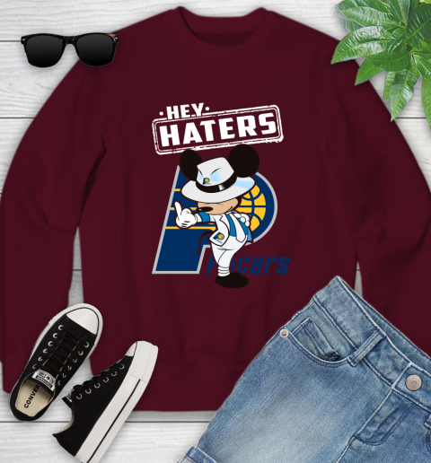 NBA Hey Haters Mickey Basketball Sports Indiana Pacers Youth Sweatshirt 4