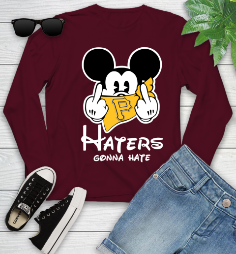MLB Pittsburgh Pirates Haters Gonna Hate Mickey Mouse Disney Baseball T Shirt_000 Youth Long Sleeve 6
