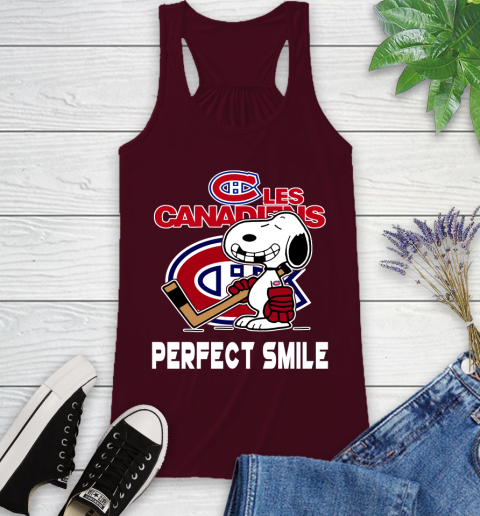 NHL Montreal Canadiens Snoopy Perfect Smile The Peanuts Movie Hockey T Shirt Racerback Tank 2
