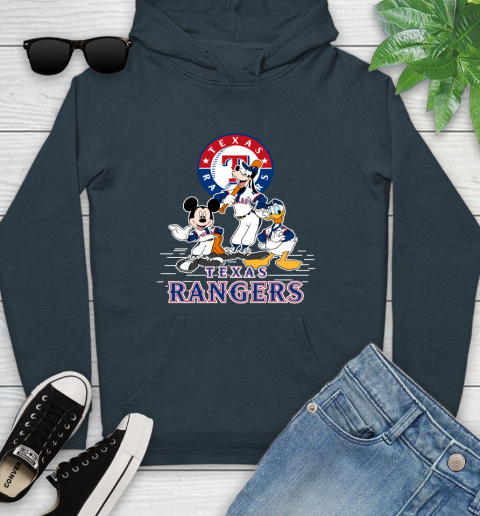 MLB Texas Rangers Mickey Mouse Donald Duck Goofy Baseball T Shirt Youth Hoodie 10
