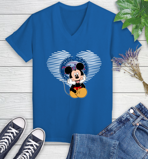 MLB Minnesota Twins The Heart Mickey Mouse Disney Baseball T Shirt_000 Women's V-Neck T-Shirt 10