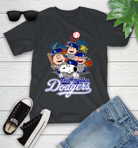 MLB Los Angeles Dodgers Snoopy Charlie Brown Woodstock The Peanuts Movie Baseball T Shirt_000 Youth T-Shirt
