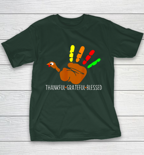Thanksgiving Shirt Turkey Hand Print Funny Thanksgiving Day Youth T-Shirt 3