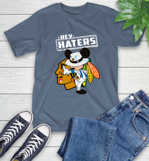 NHL Hey Haters Mickey Hockey Sports Chicago Blackhawks T-Shirt 8