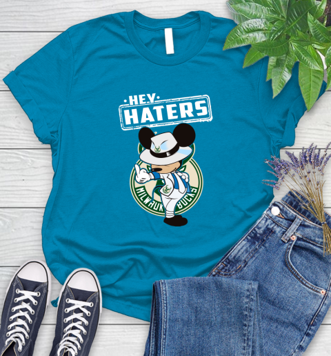NBA Hey Haters Mickey Basketball Sports Milwaukee Bucks Women's T-Shirt 10