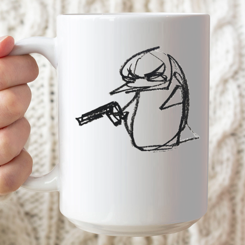 Penguin With Gun Ceramic Mug 15oz