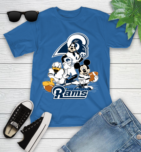 NFL Los Angeles Rams Mickey Mouse Donald Duck Goofy Football Shirt Youth T-Shirt 12