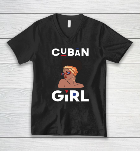 Cuban Girl Shirt Cuban Pride Black Pride Cuba Cubanita V-Neck T-Shirt