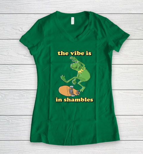 The Vibe Is In Shambles Kermit The Frog Women's V-Neck T-Shirt 3