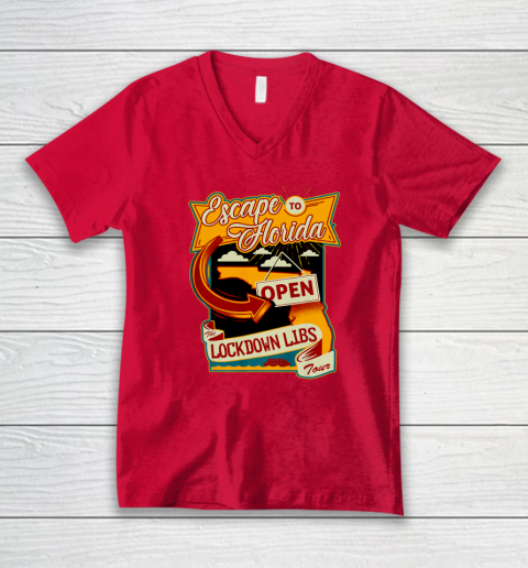 Escape To Florida Shirt Ron DeSantis (Print on front and back) V-Neck T-Shirt 5