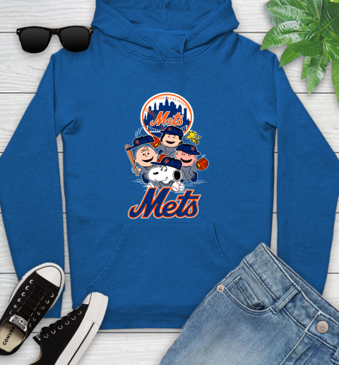 MLB New York Mets Snoopy Charlie Brown Woodstock The Peanuts Movie Baseball T Shirt Youth Hoodie 11