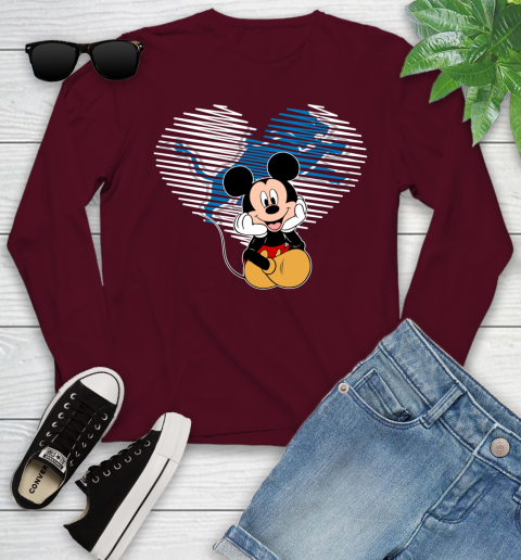 NFL Detroit Lions The Heart Mickey Mouse Disney Football T Shirt_000 Youth Long Sleeve 6