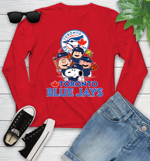 MLB Toronto Blue Jays Snoopy Charlie Brown Woodstock The Peanuts Movie Baseball T Shirt_000 Youth Long Sleeve 11