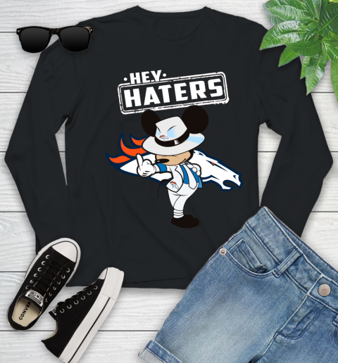 NFL Hey Haters Mickey Football Sports Denver Broncos Youth Long Sleeve