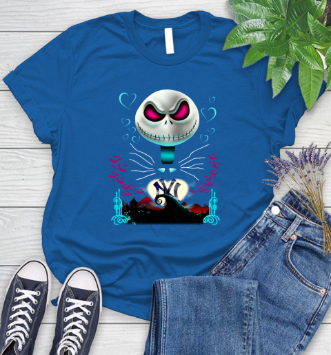 MLB New York Yankees Jack Skellington Sally The Nightmare Before Christmas Baseball Women's T-Shirt 12