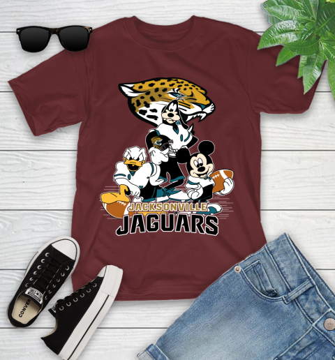 NFL Jacksonville Jaguars Mickey Mouse Donald Duck Goofy Football Shirt Youth T-Shirt 14