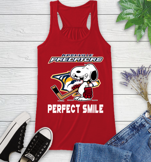 NHL Nashville Predators Snoopy Perfect Smile The Peanuts Movie Hockey T Shirt Racerback Tank 5