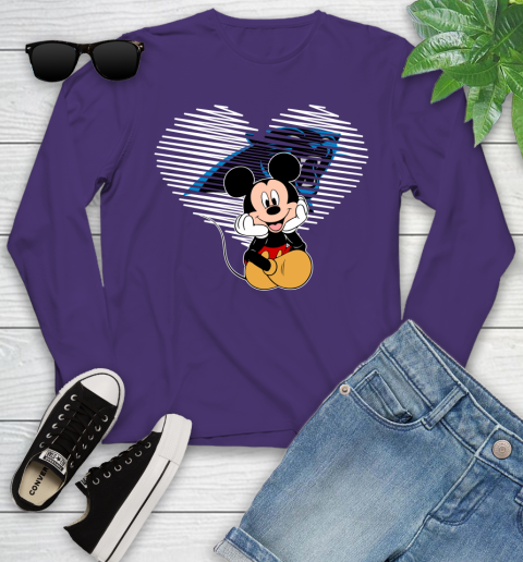 NFL Carolina Panthers The Heart Mickey Mouse Disney Football T Shirt_000 Youth Long Sleeve 4