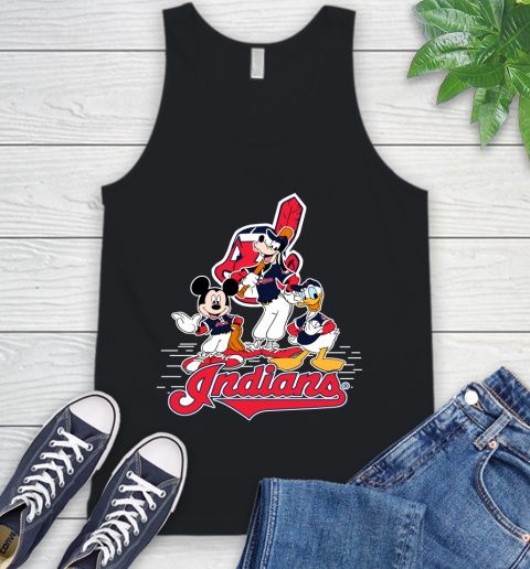 MLB Cleveland Indians Mickey Mouse Donald Duck Goofy Baseball T Shirt Tank Top