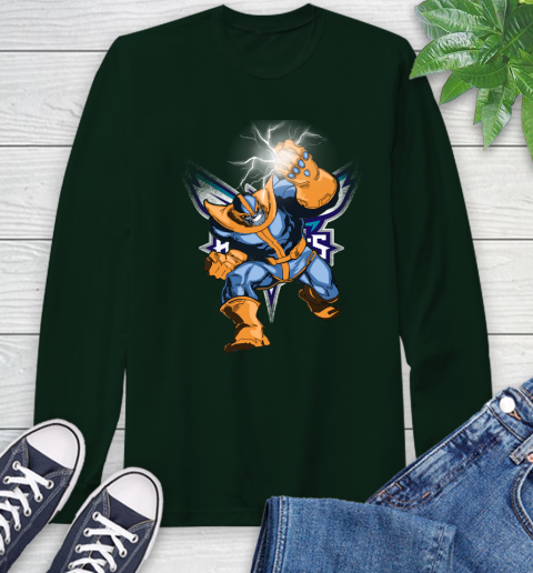 Charlotte Hornets NBA Basketball Thanos Avengers Infinity War Marvel Long Sleeve T-Shirt 7