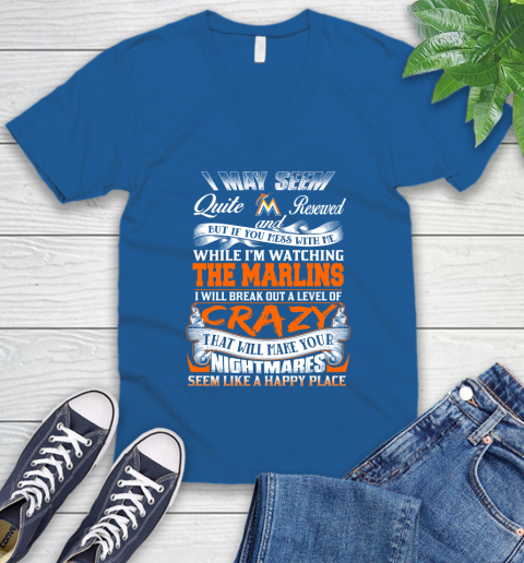 Miami Marlins MLB Baseball Don't Mess With Me While I'm Watching My Team V-Neck T-Shirt 5