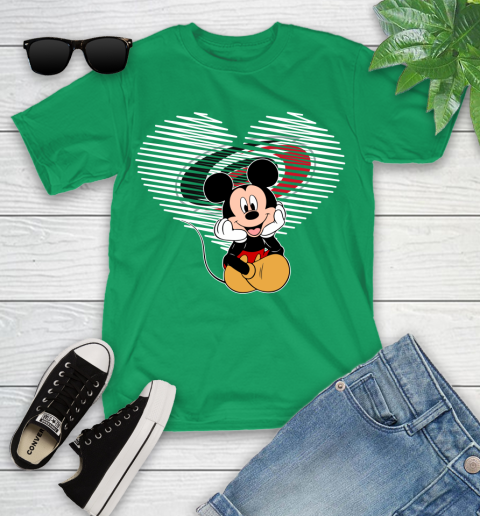 NHL Carolina Hurricanes The Heart Mickey Mouse Disney Hockey Youth T-Shirt 8