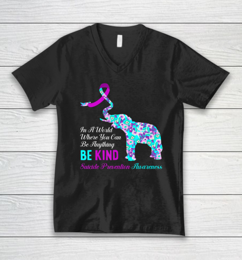 In A World Be Kind Support Suicide Prevention Awareness V-Neck T-Shirt