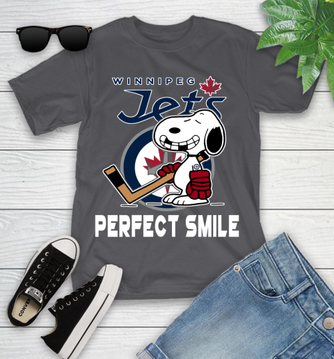 NHL Winnipeg Jets Snoopy Perfect Smile The Peanuts Movie Hockey T Shirt Youth T-Shirt 6